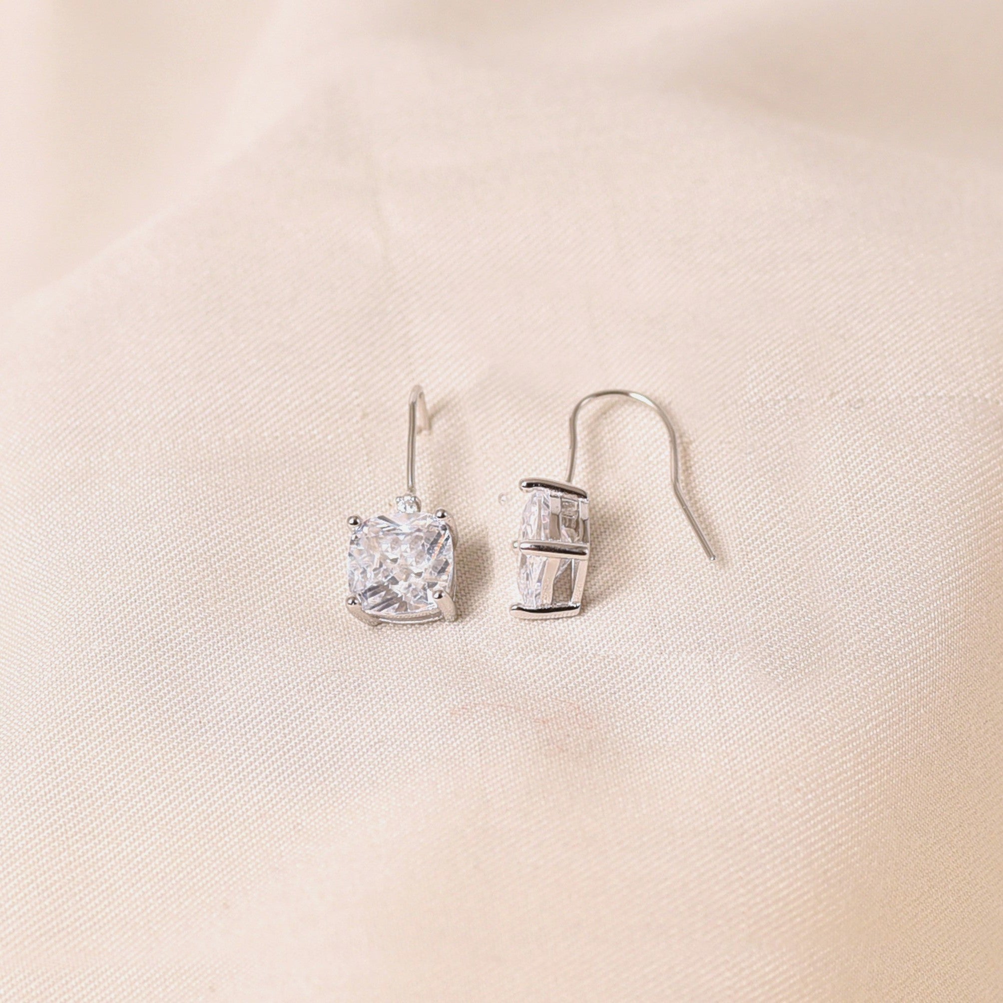 Silver Square Drop Earring