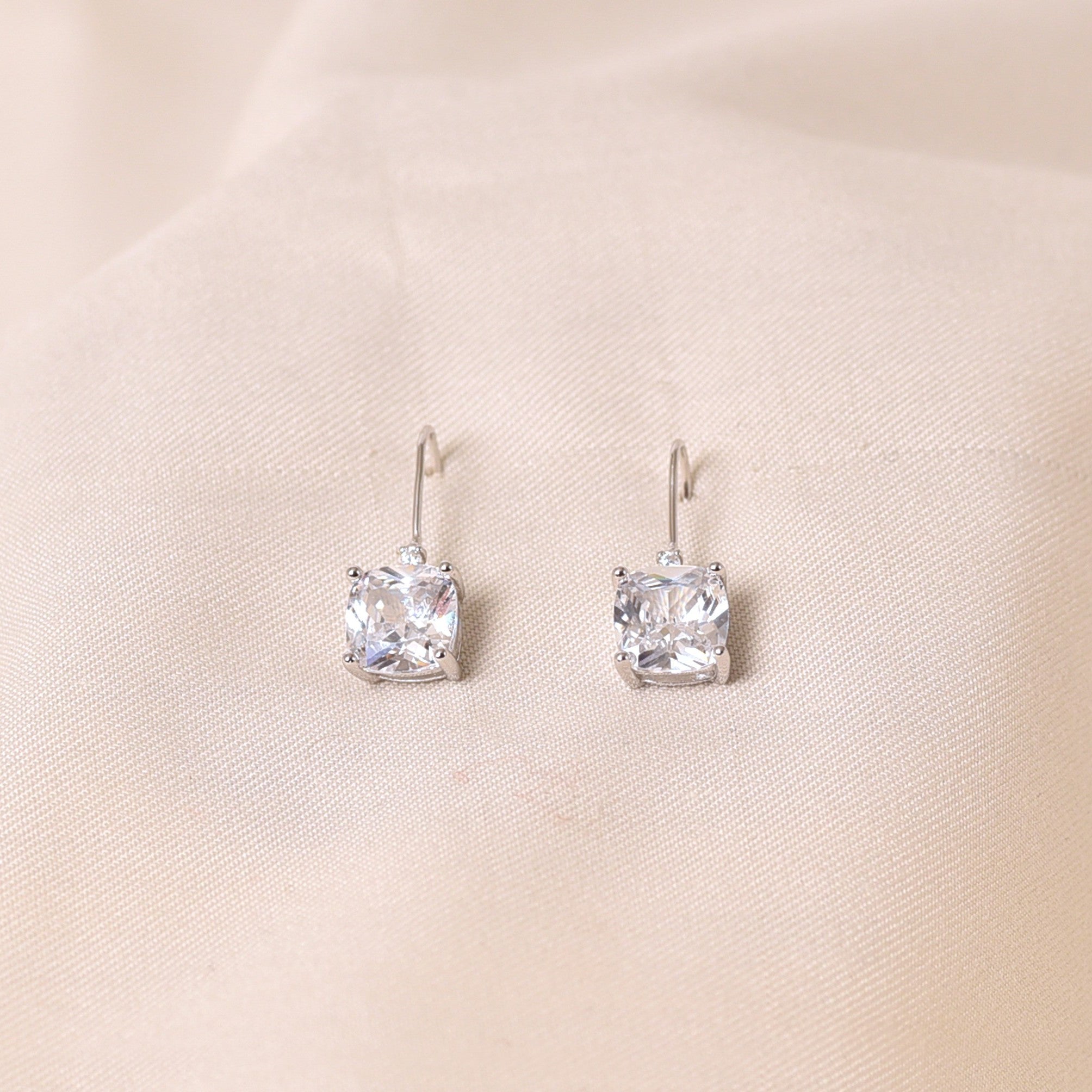 Silver Square Drop Earring