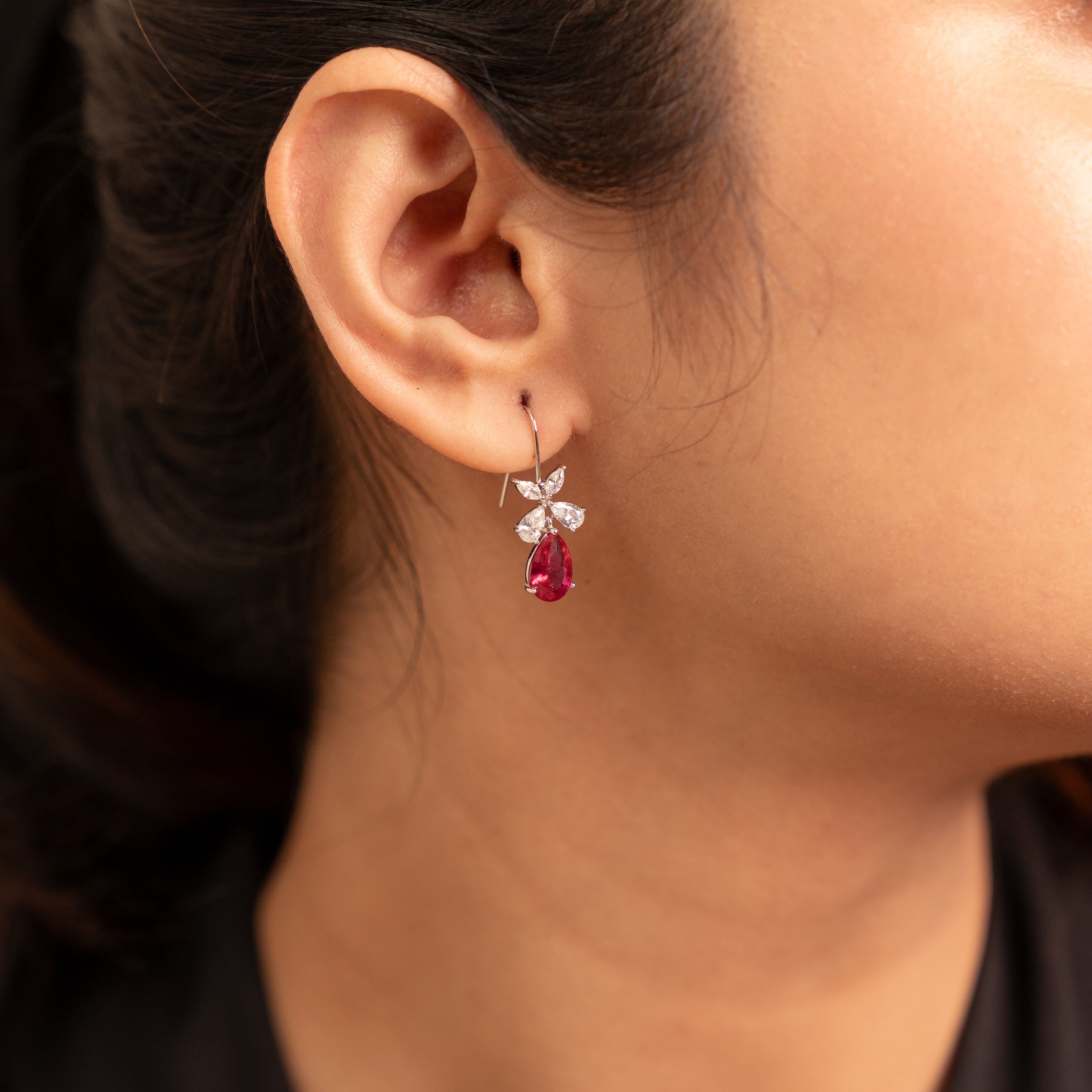 Butterfly Drop Earring -Dark Pink