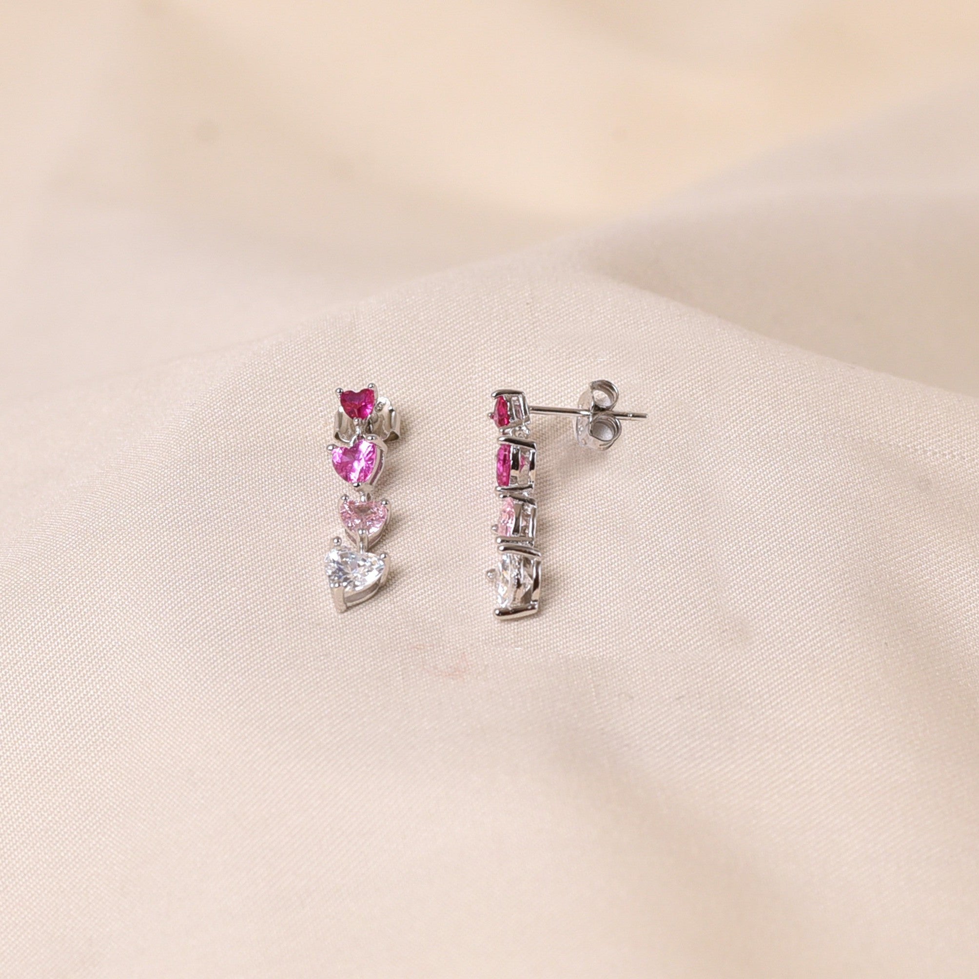 Rainbow Heart Earring - Pink