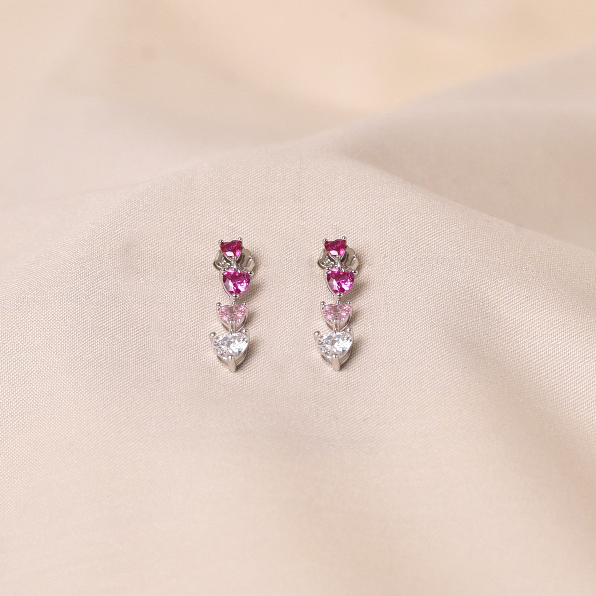 Rainbow Heart Earring - Pink