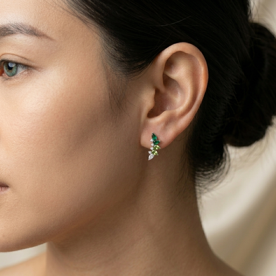 Statement  Earring - Dark Green