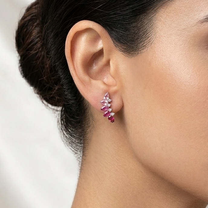 Statement  Earring - Dark Pink