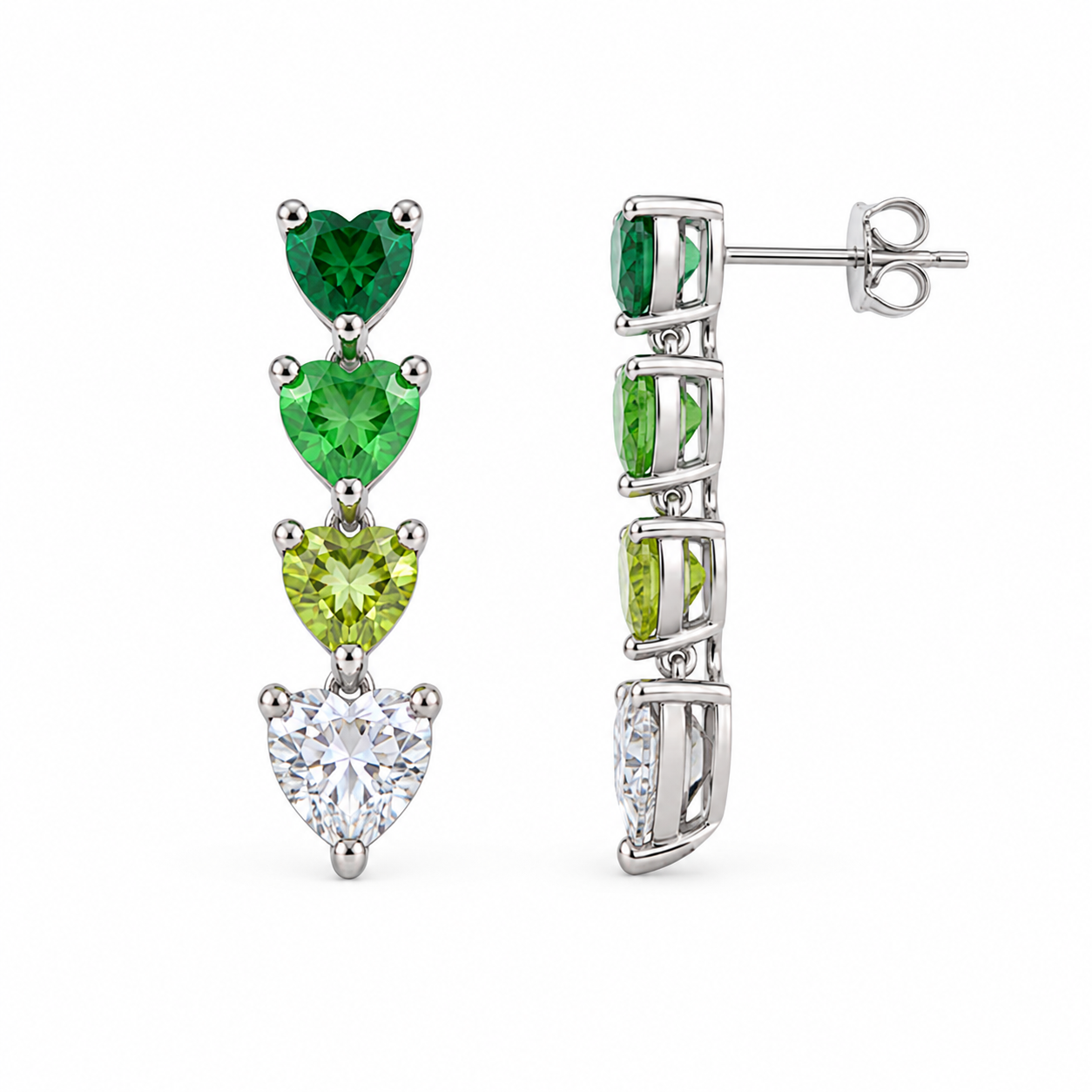 Rainbow Heart Earring - Dark Green