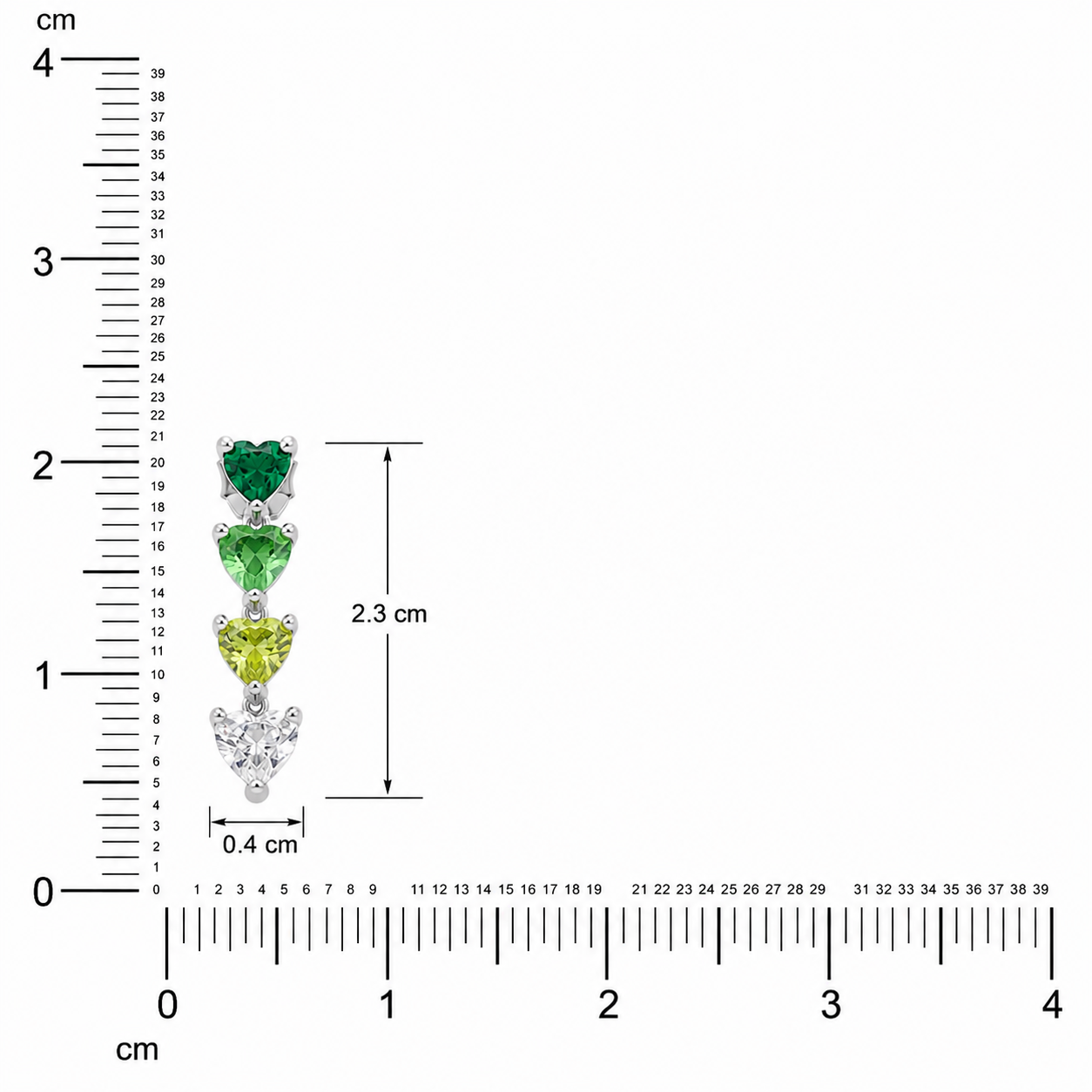 Rainbow Heart Earring - Dark Green