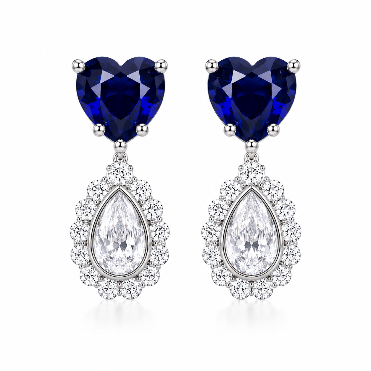 Silver Berlin Heart Earring -Dark Blue