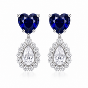 Silver Berlin Heart Earring -Dark Blue