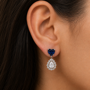 Silver Berlin Heart Earring -Dark Blue