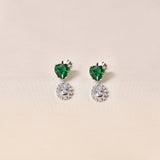 Silver Berlin Heart Earring -Dark Green