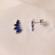 Silver Dot Sprig -Blue Earring