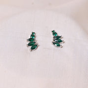 Silver Dot Sprig -Green Earring