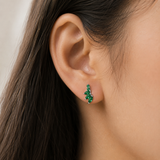 Silver Dot Sprig -Green Earring