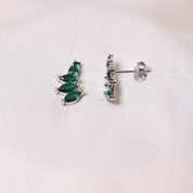 Silver Dot Sprig -Green Earring