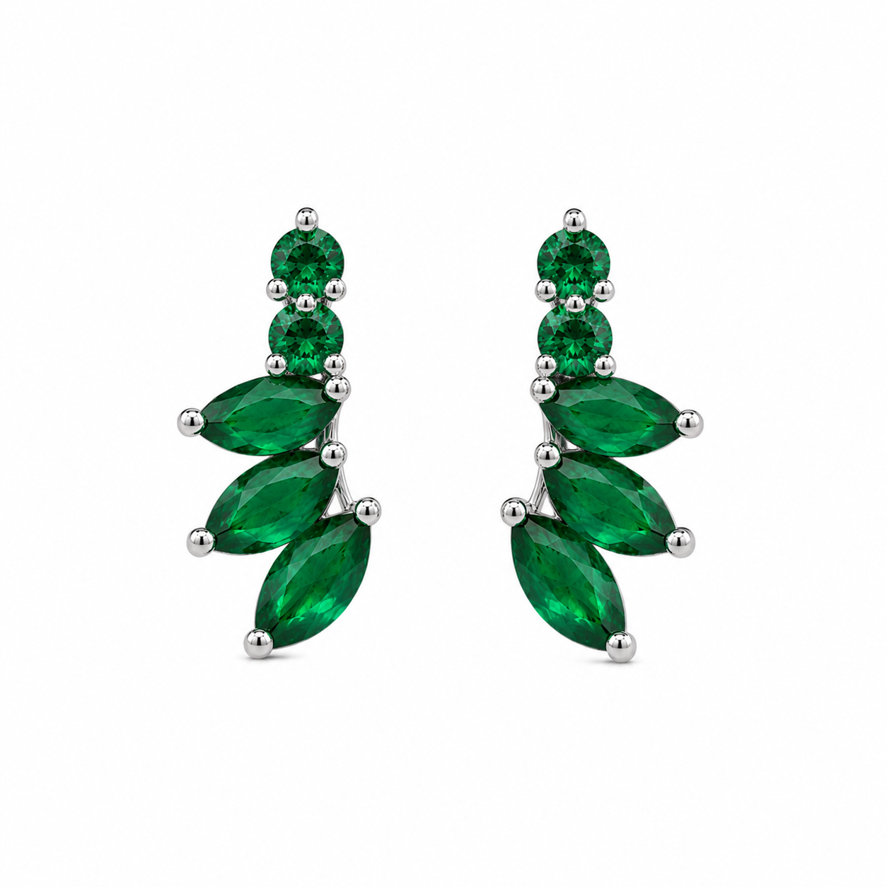 Silver Dot Sprig -Green Earring