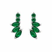 Silver Dot Sprig -Green Earring