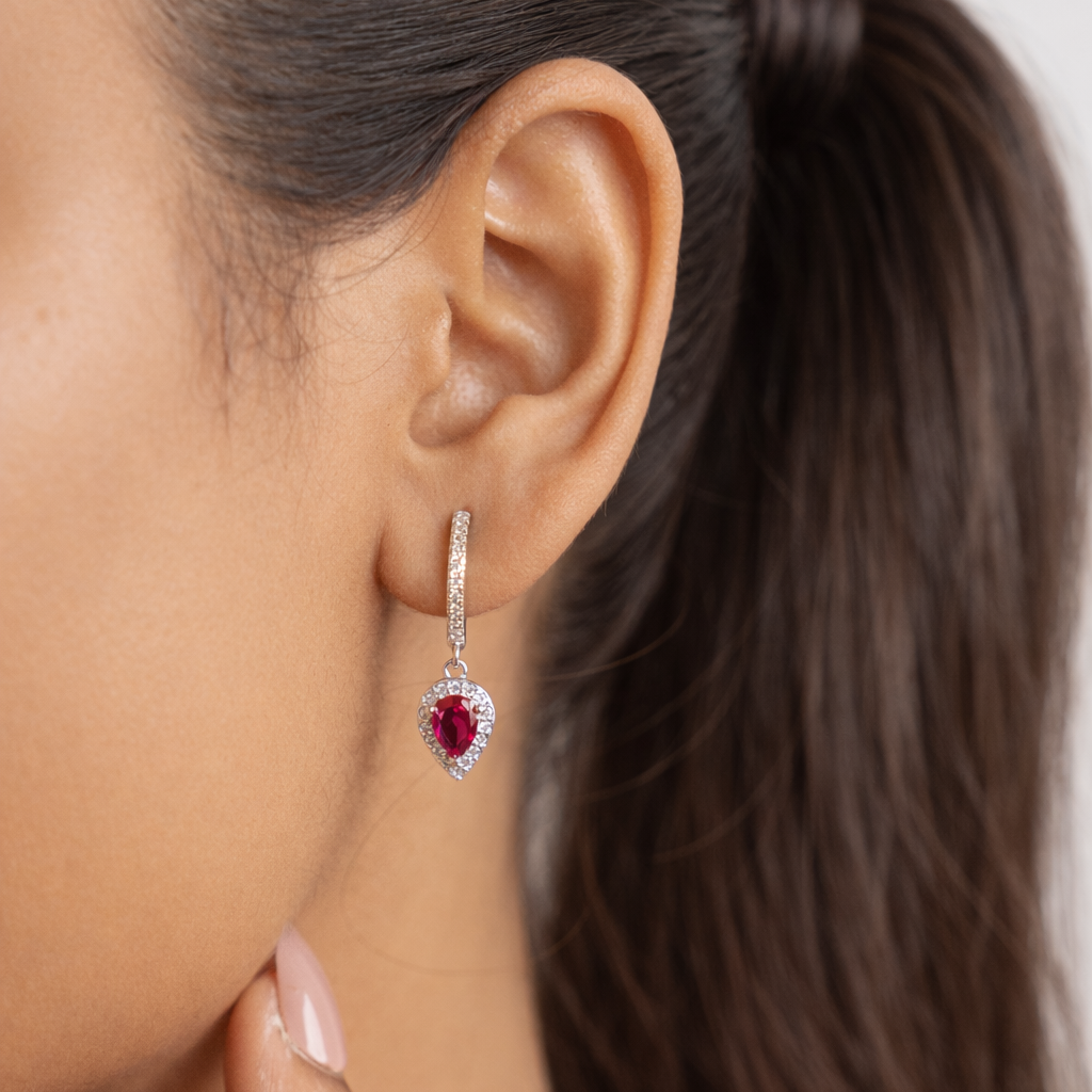 Reverse Drop Nita Earrings - Dark Pink