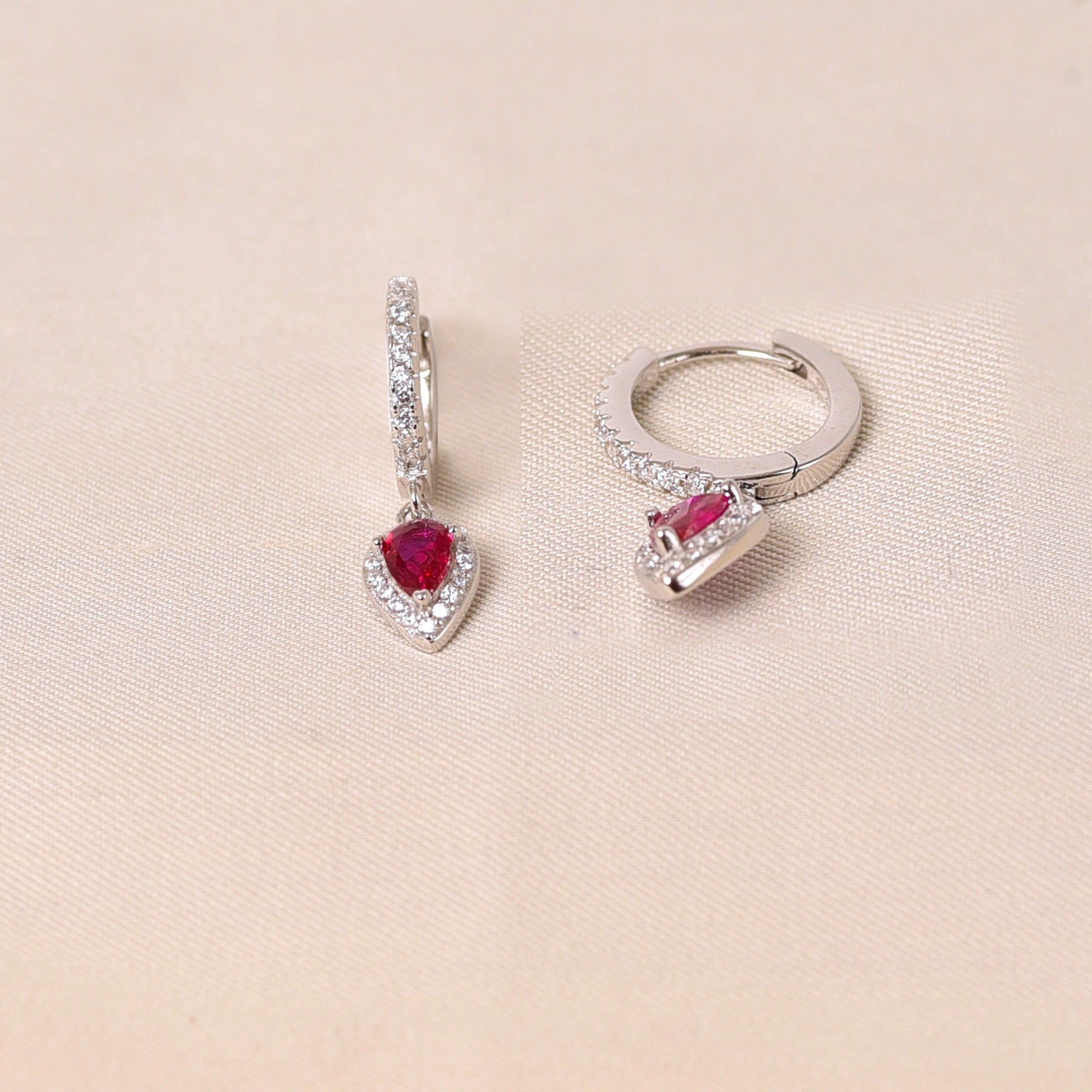 Reverse Drop Nita Earrings - Dark Pink