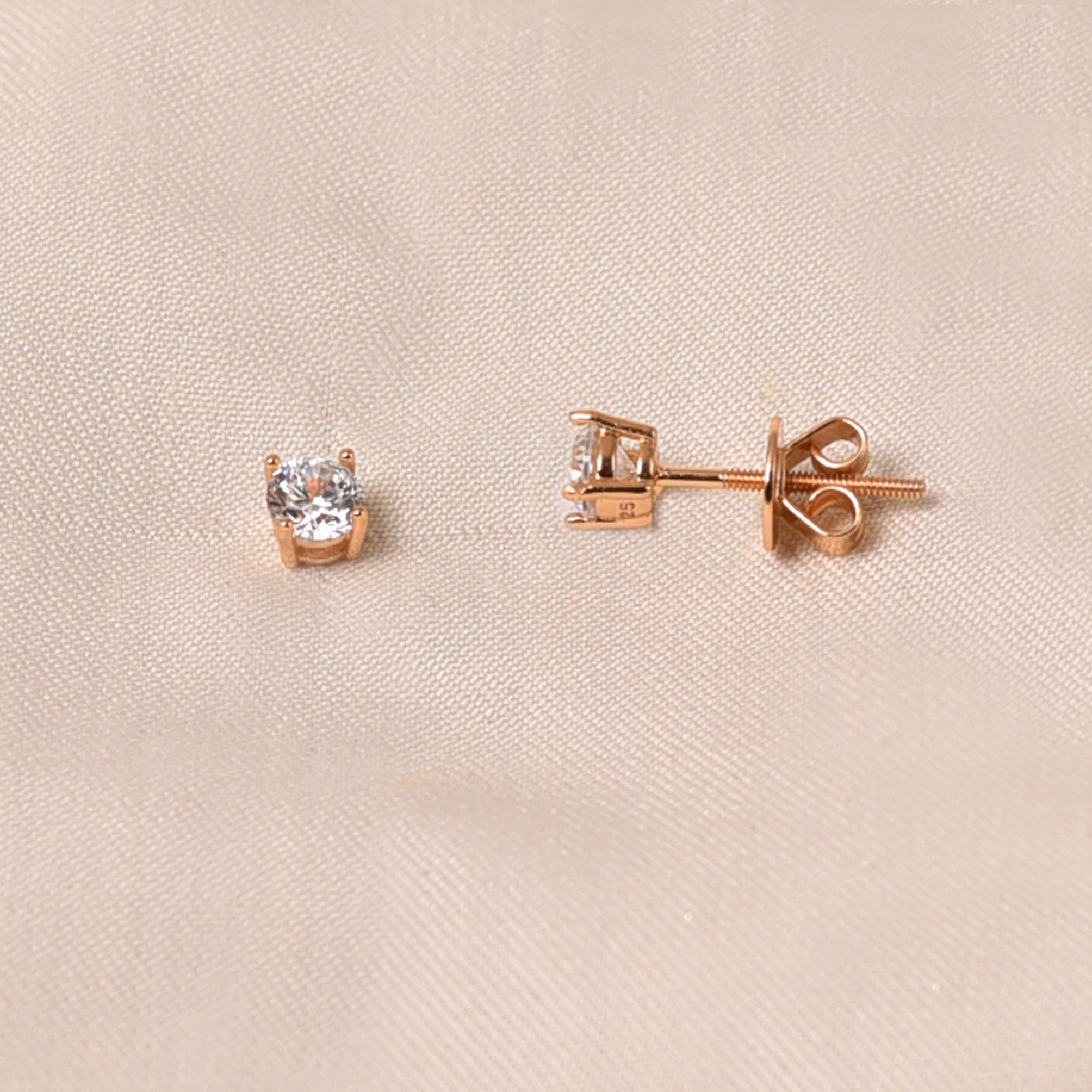 925 Sterling Rose Gold Stud Earring - Elyta