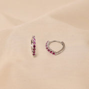 Handcrafted 925 Silver Pink hoops Earring- Elyta