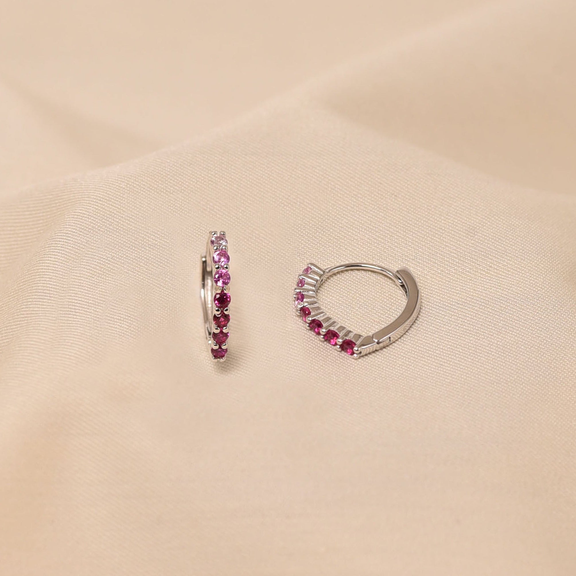Handcrafted 925 Silver Pink hoops Earring- Elyta