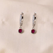 Dot Simple Drop Hoops- Dark Pink