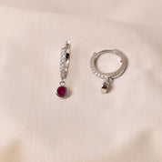 Dot Simple Drop Hoops- Dark Pink