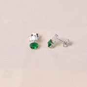 Stand in Oval Earrings -Dark Green