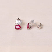 Stand in Oval Earrings- Dark Pink
