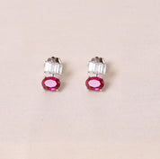 Stand in Oval Earrings- Dark Pink
