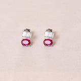Stand in Oval Earrings- Dark Pink