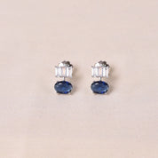 Stand in Oval Earrings- Dark Blue