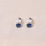 Stand in Oval Earrings- Dark Blue