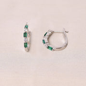 Green Crystal Hoops Earring