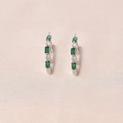 Green Crystal Hoops Earring