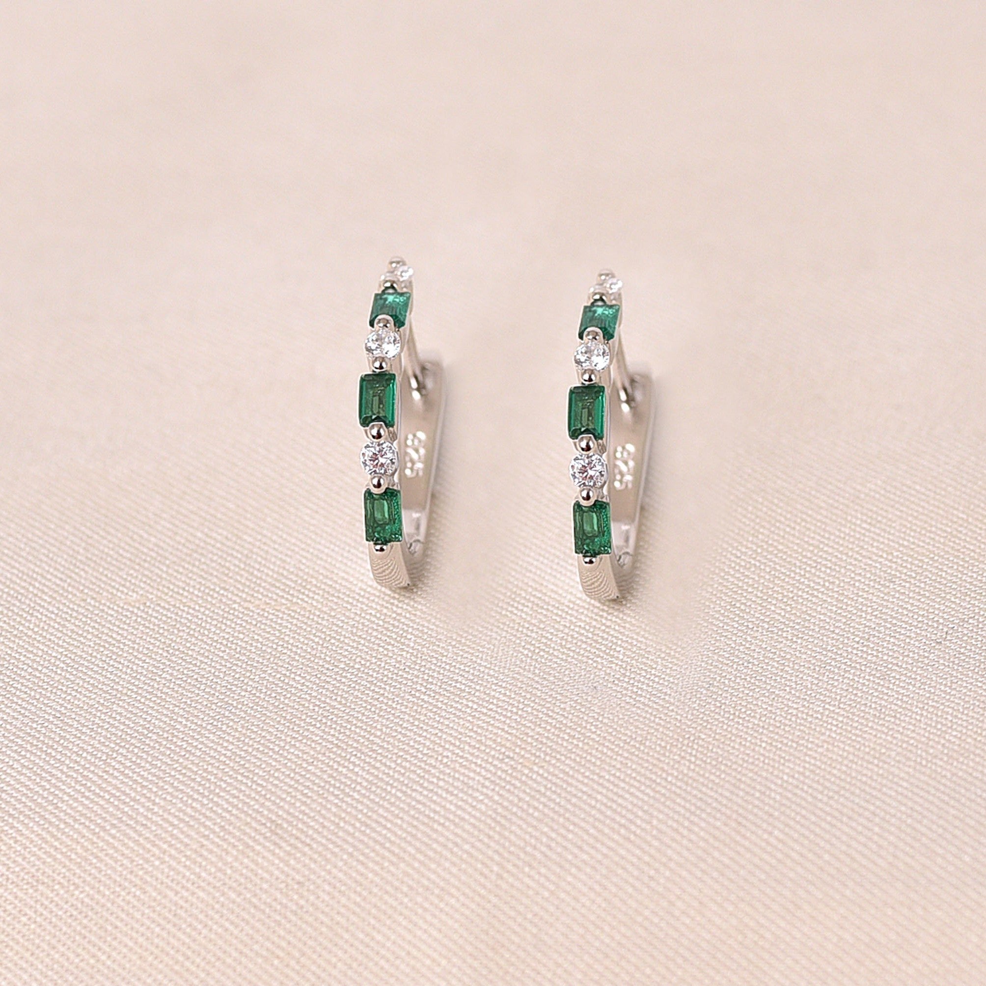 Green Crystal Hoops Earring