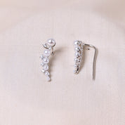 Pearl & Diamond Silver Cuff Earring