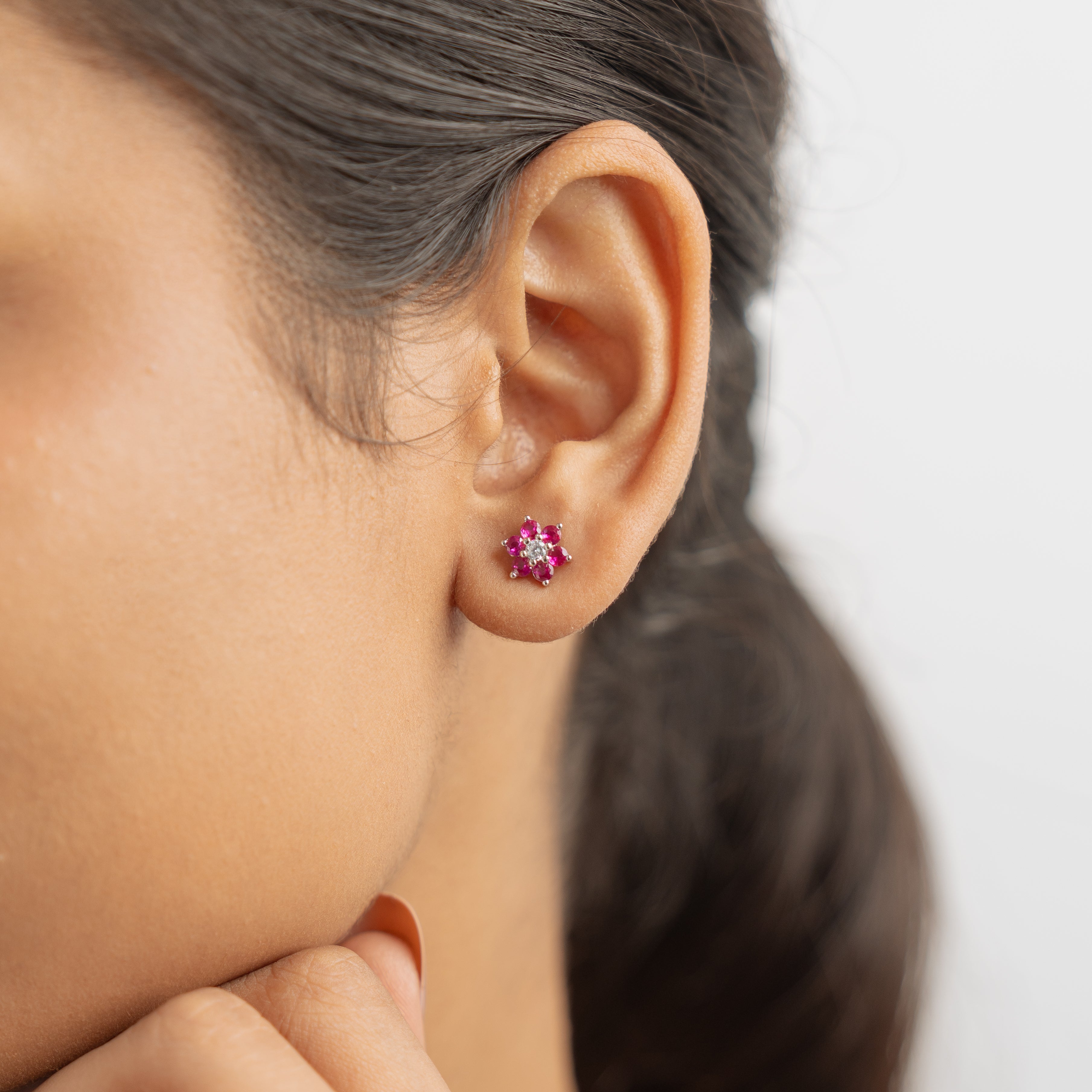 Aanya Studs Earring - Dark Pink
