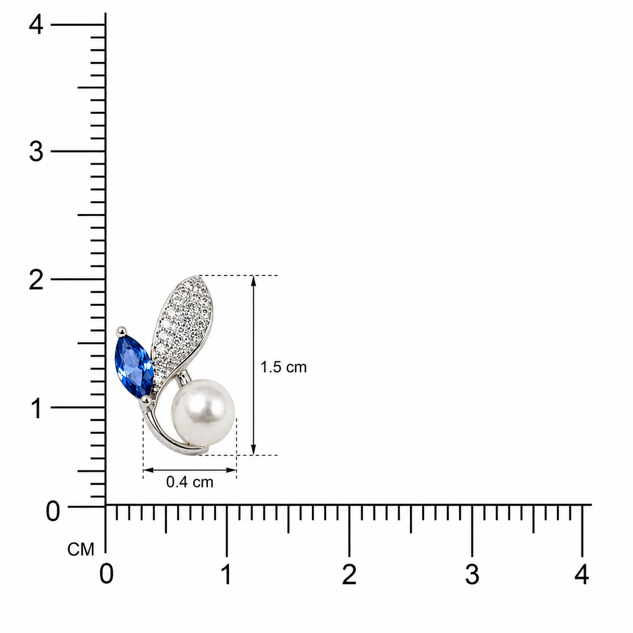 Leaf Pearl Earring - Dark Blue