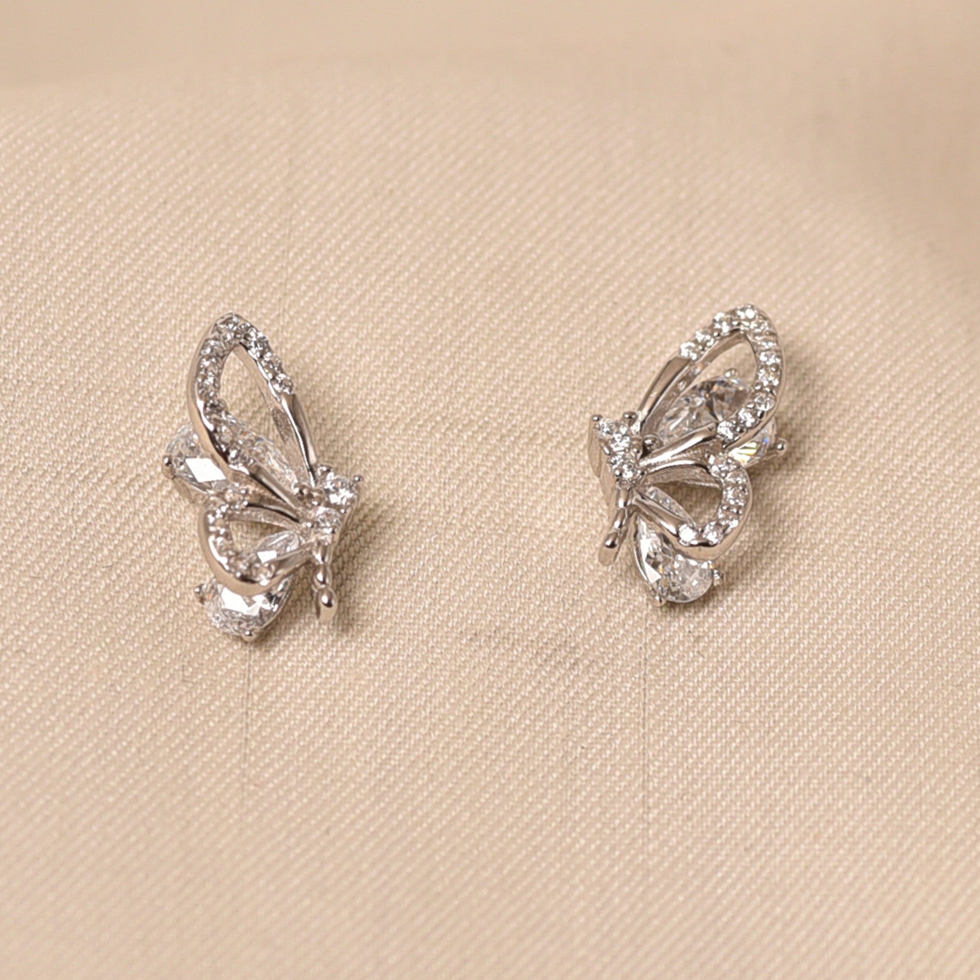 Half Butterfly Silver Earrings