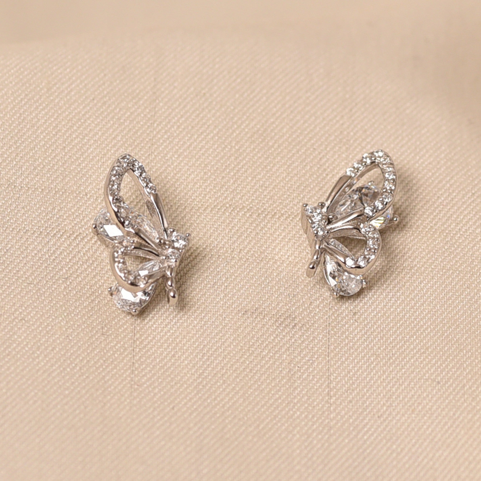 Half Butterfly Silver Earrings