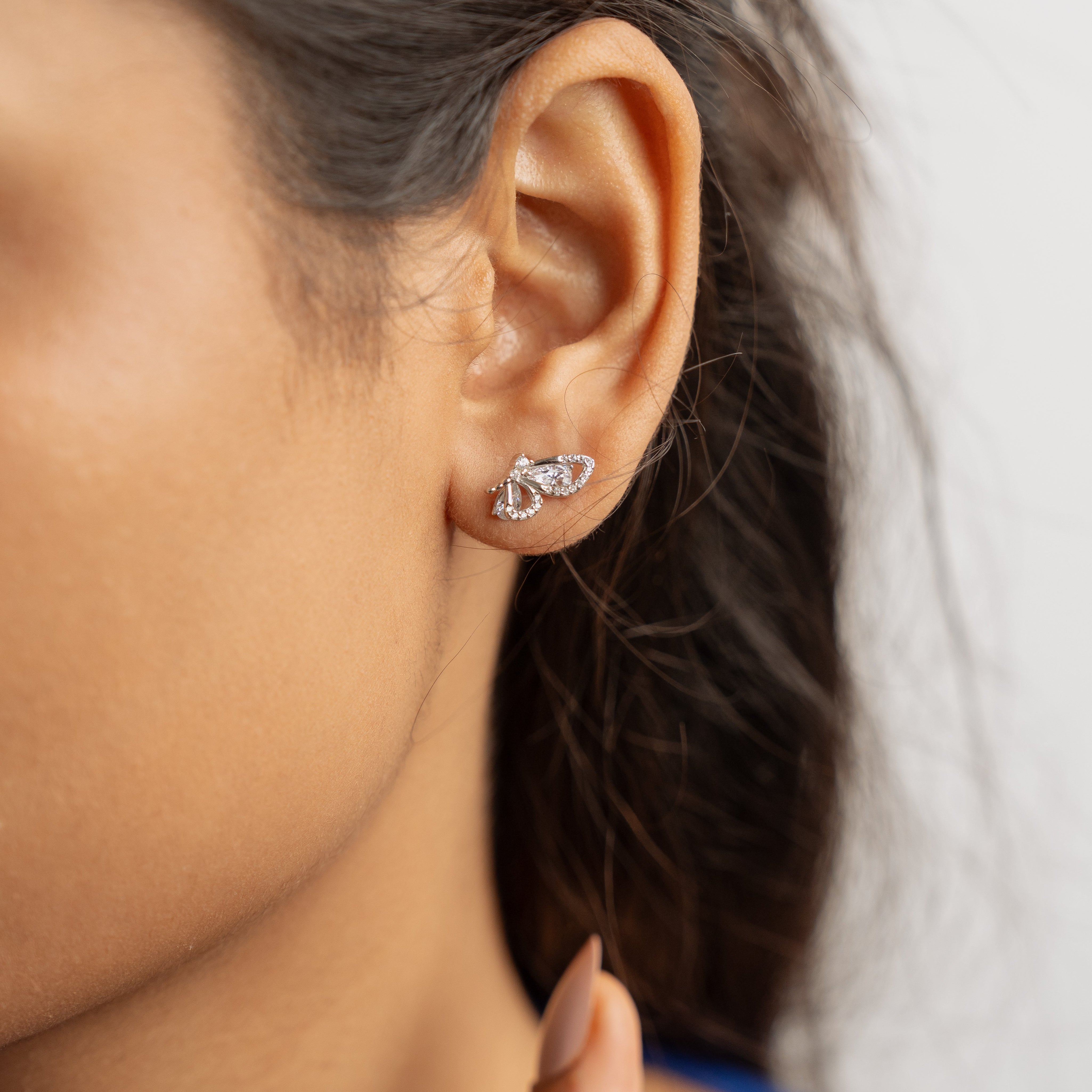 Half Butterfly Silver Earrings