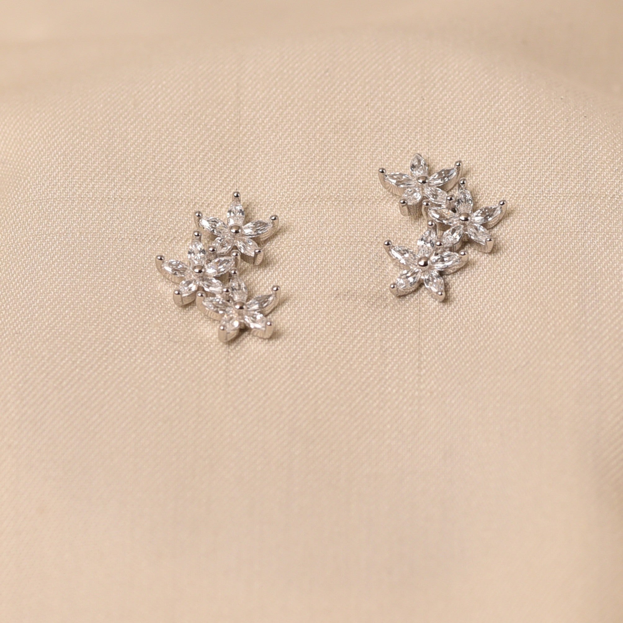 3 Flower Diamond Earrings