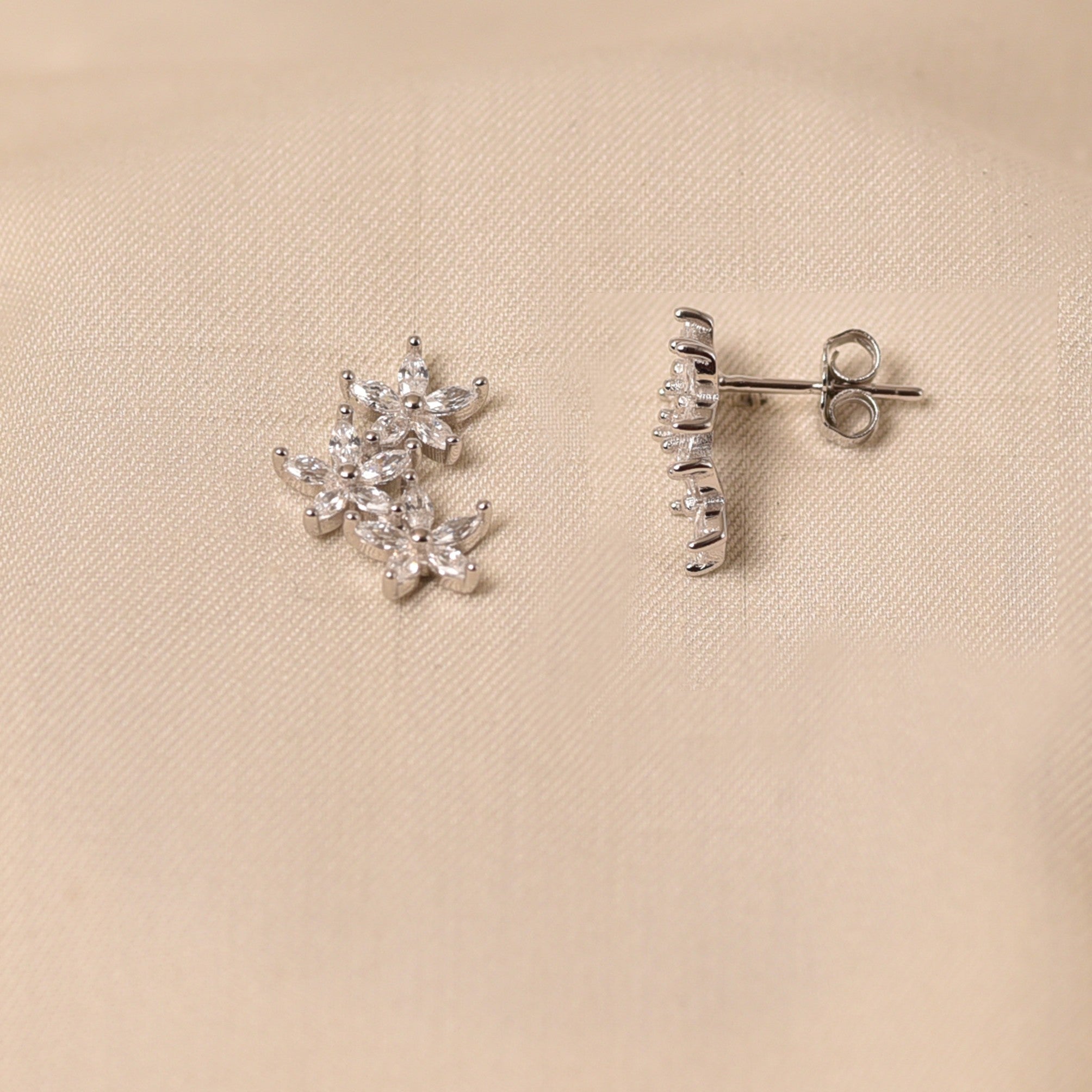 3 Flower Diamond Earrings