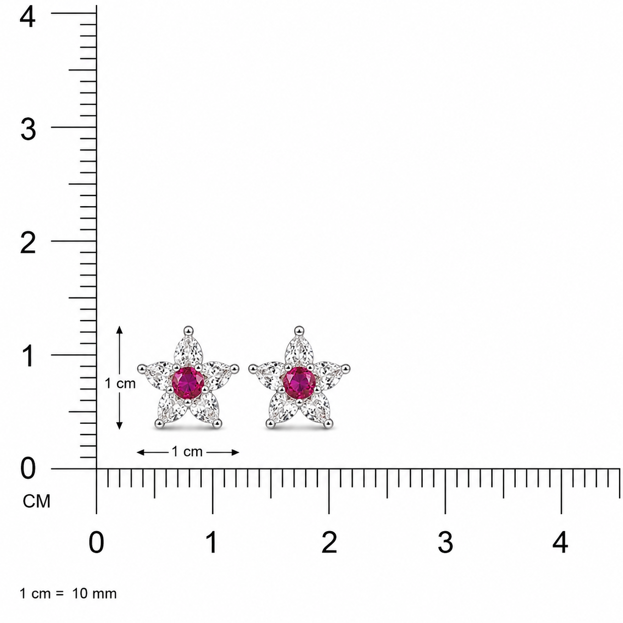 Flower Charm  Studs Earring - Pink