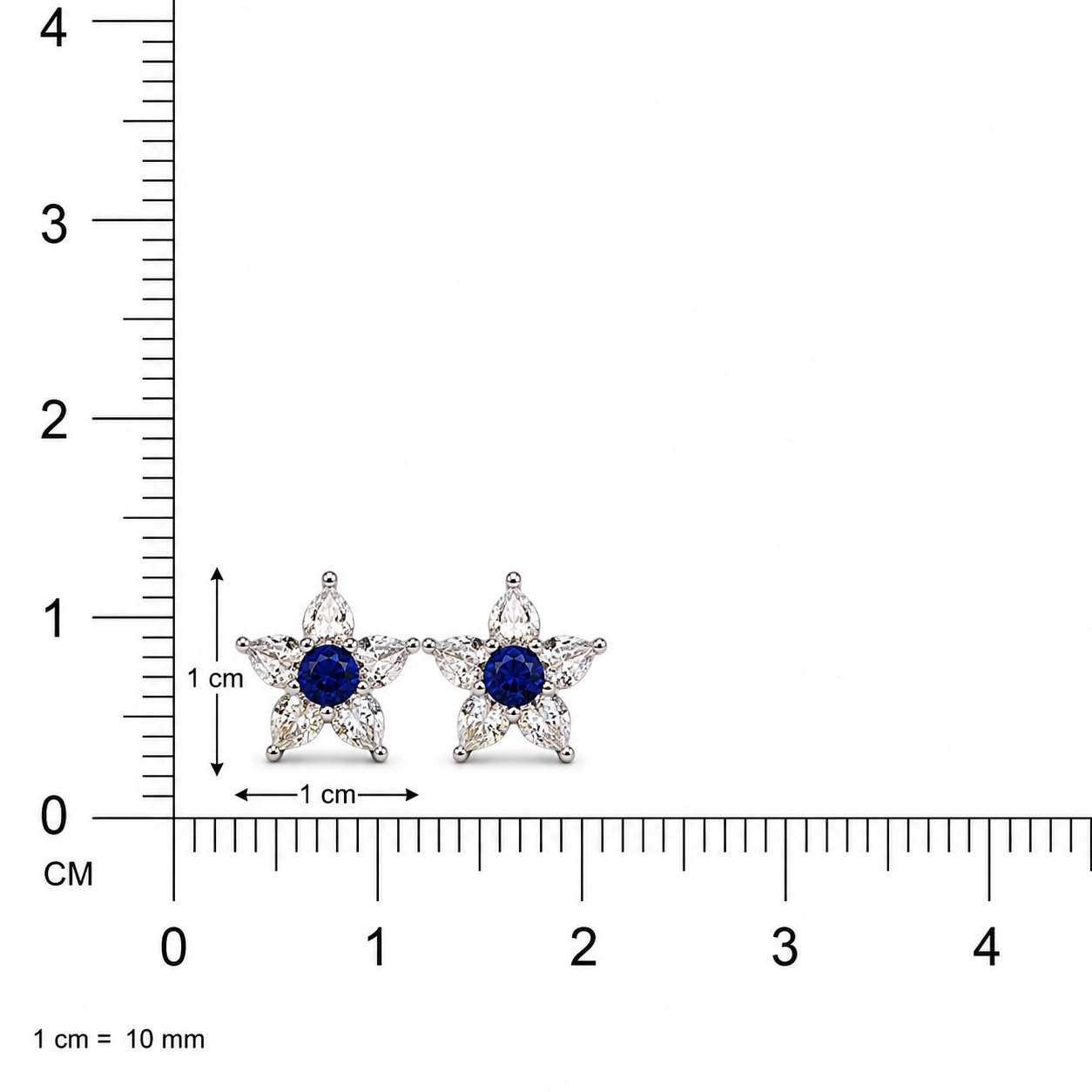Flower Charm  Studs Earring - Blue