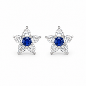 Flower Charm  Studs Earring - Blue