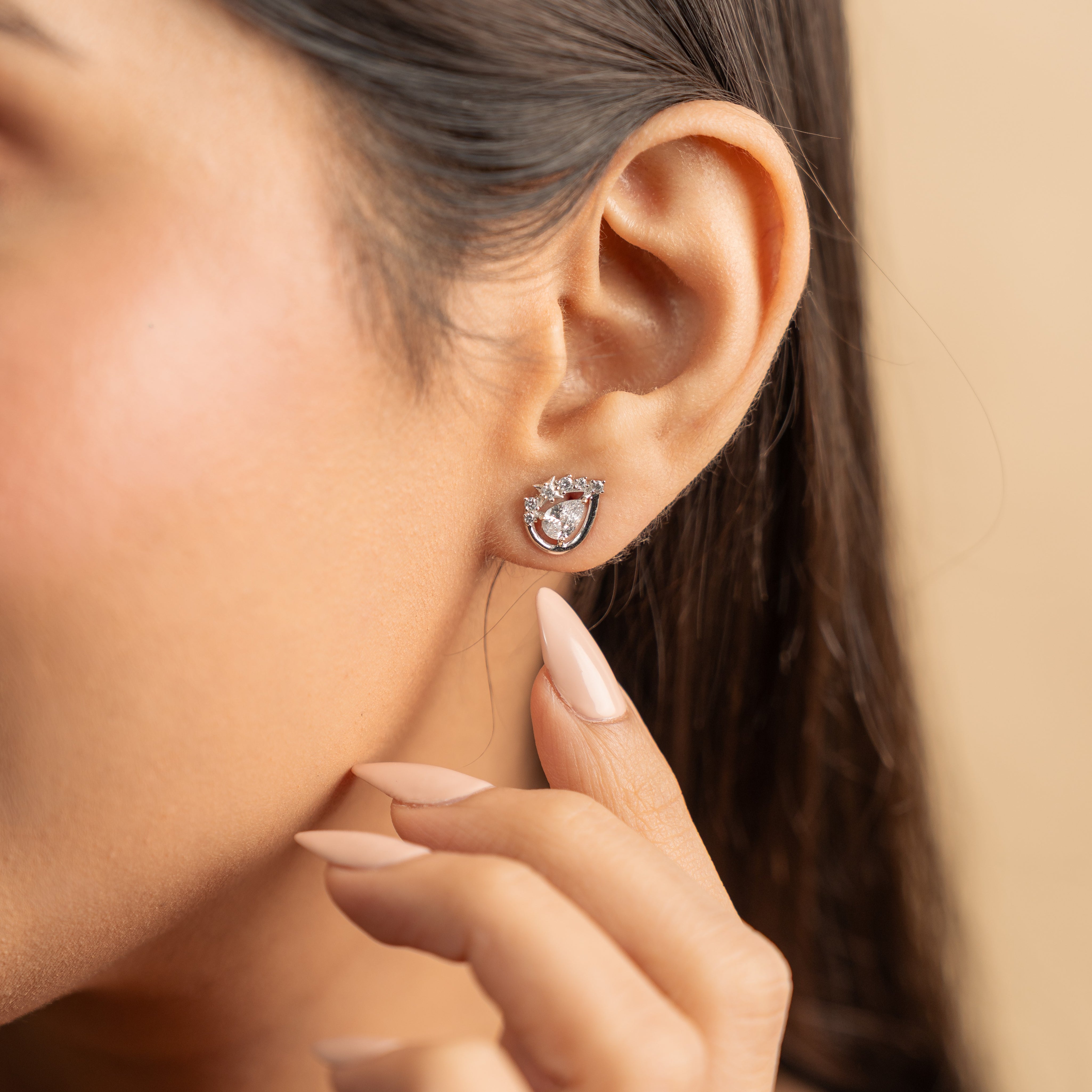 925 Sterling Silver Diamond Stud Earring for Women - Elyta