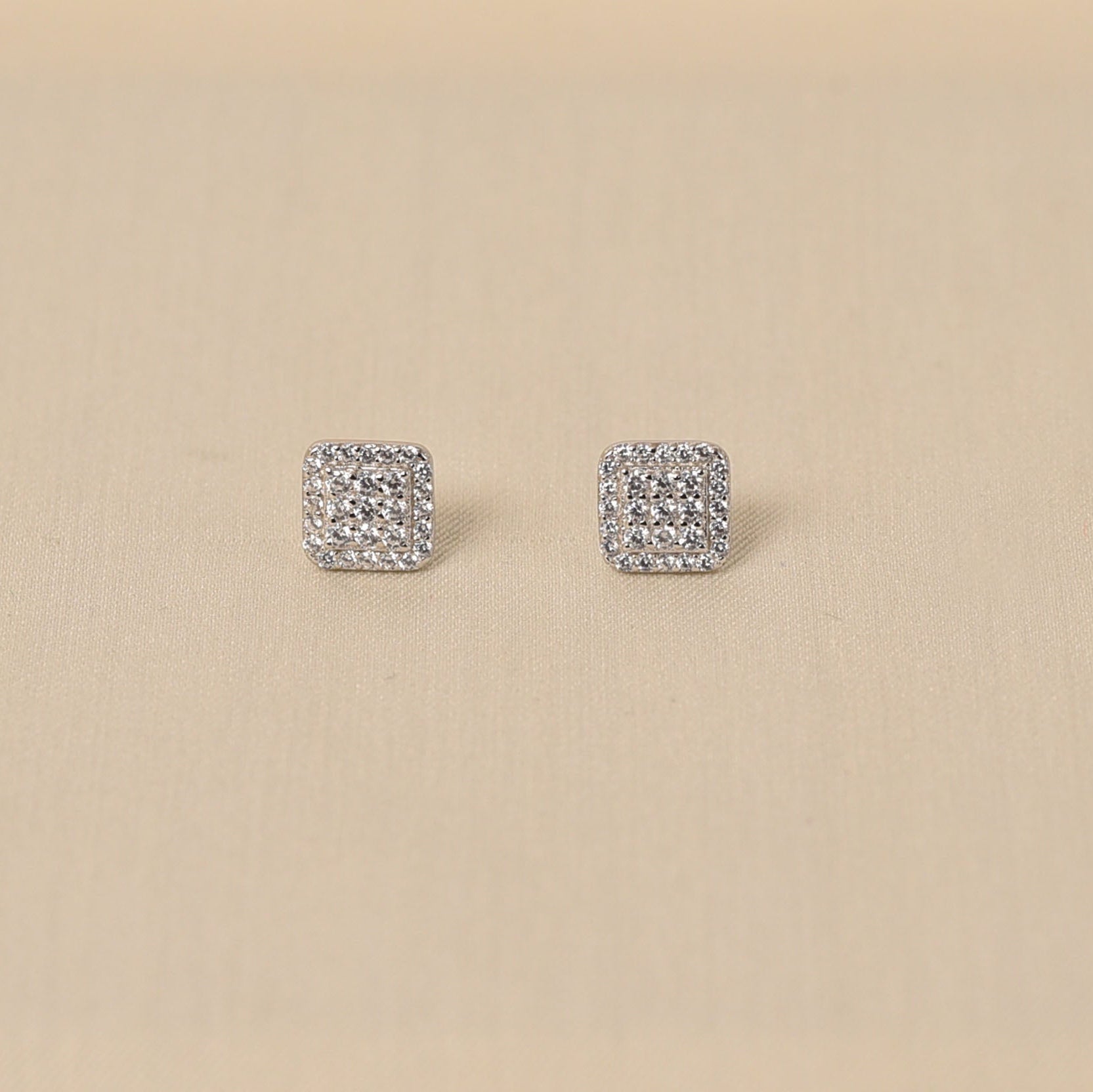 925 sterling silver ring with sparkling round-cut cubic zirconia studs -Elyta