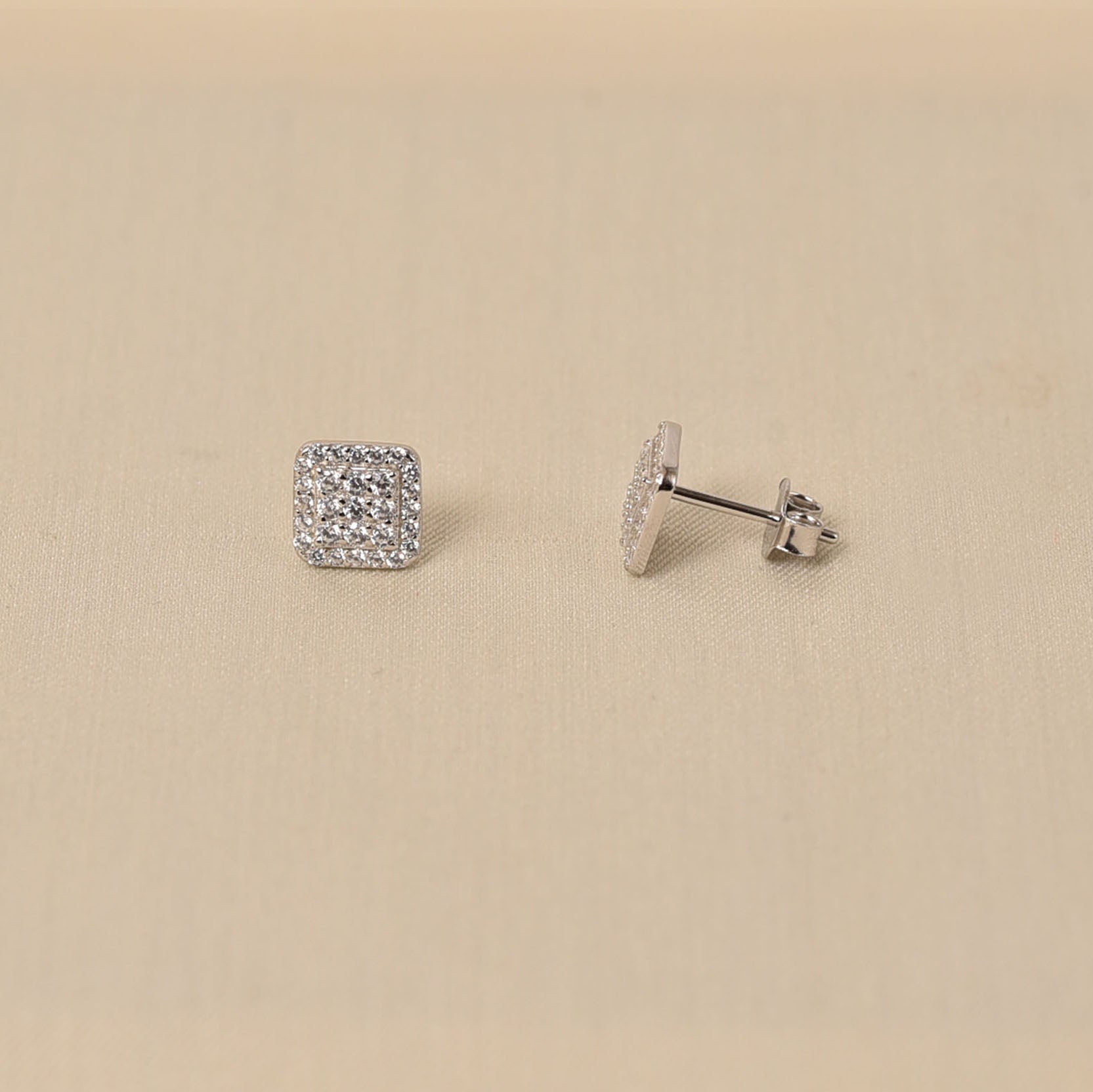 Handcrafted 925 Sterling Silver Diamond Studs for Flawless look by Elyta