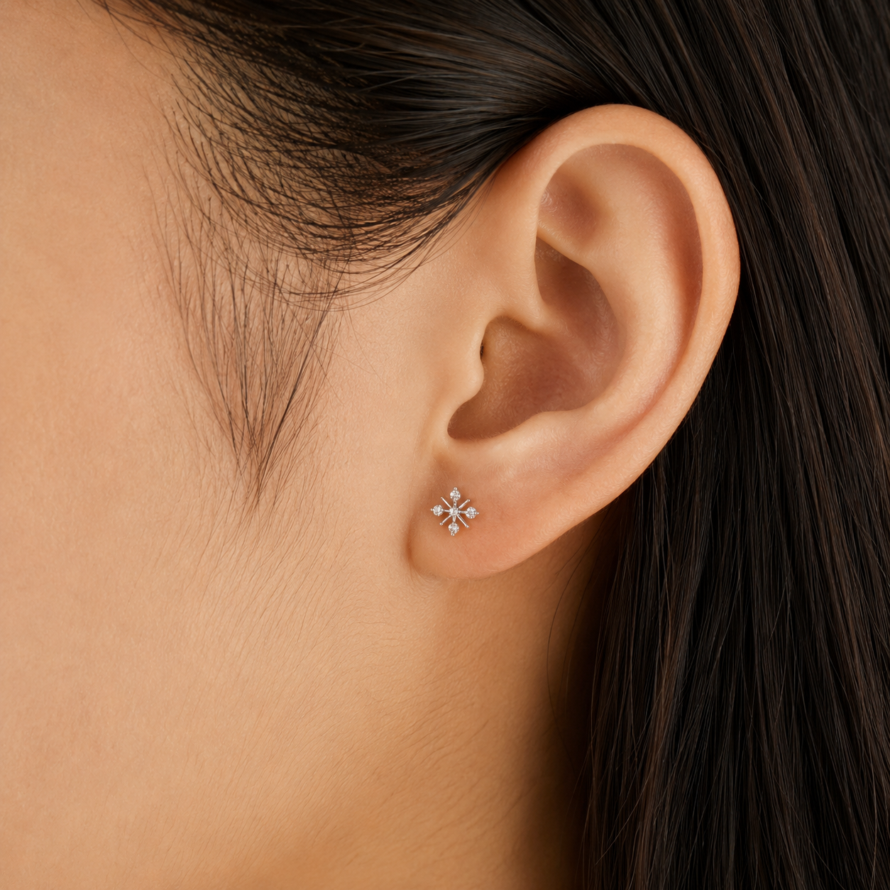 925 silver Four Diamond Studs Earrings